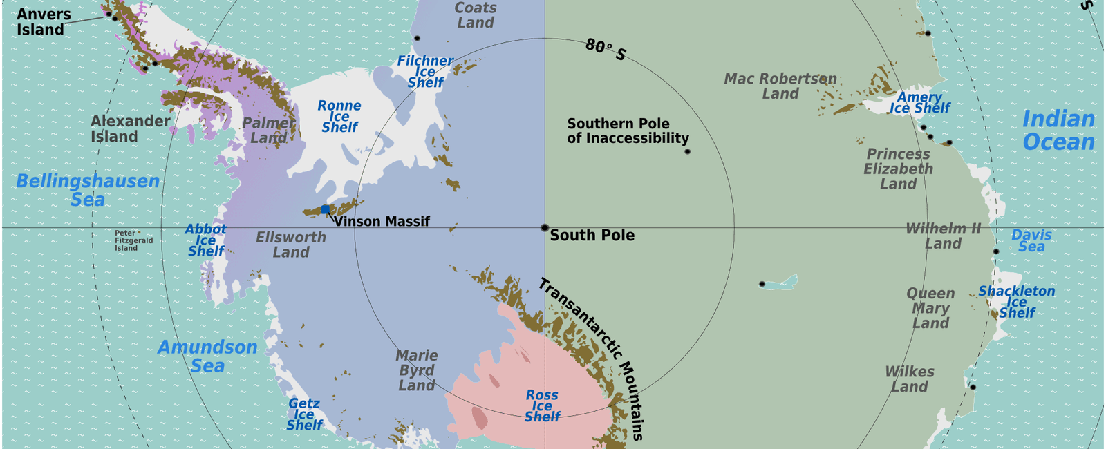 Antarctica is divided by the transantarctic mountains into east antarctica and west antarctica