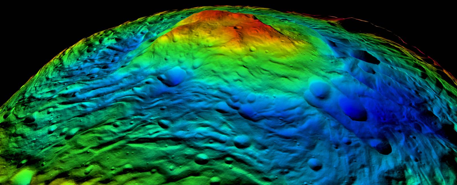 The highest mountain known to man is on an asteroid called vesta measuring a whopping 22km in height it is three times as tall as mount everest