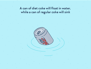 If you put a can of diet coke in water it floats regular coca cola sinks