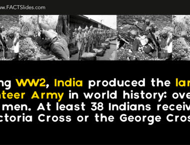 During ww2 india produced the largest volunteer army in world history over 2 5 million men at least 38 indians received the victoria cross or the george cross