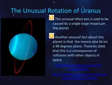 Uranus turns on its axis once every 17 hours 14 minutes