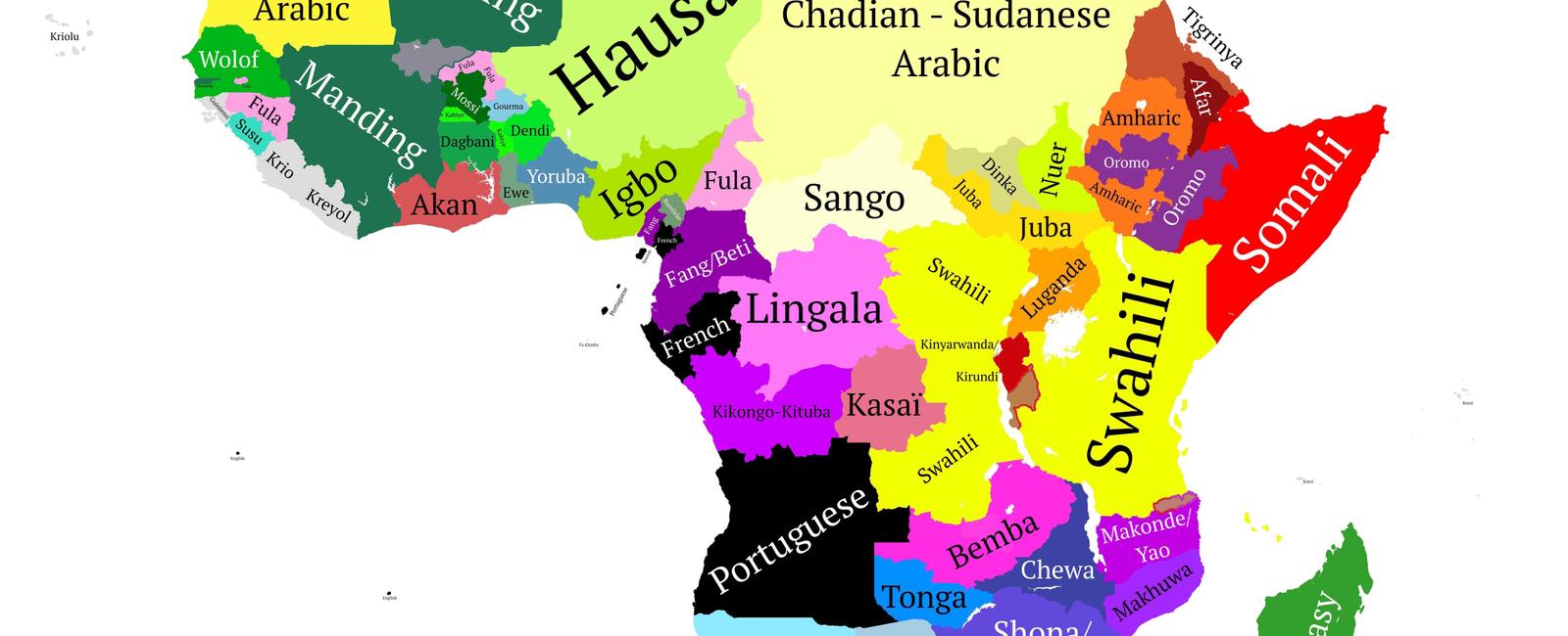 About 2 3 of all languages are from asia and africa