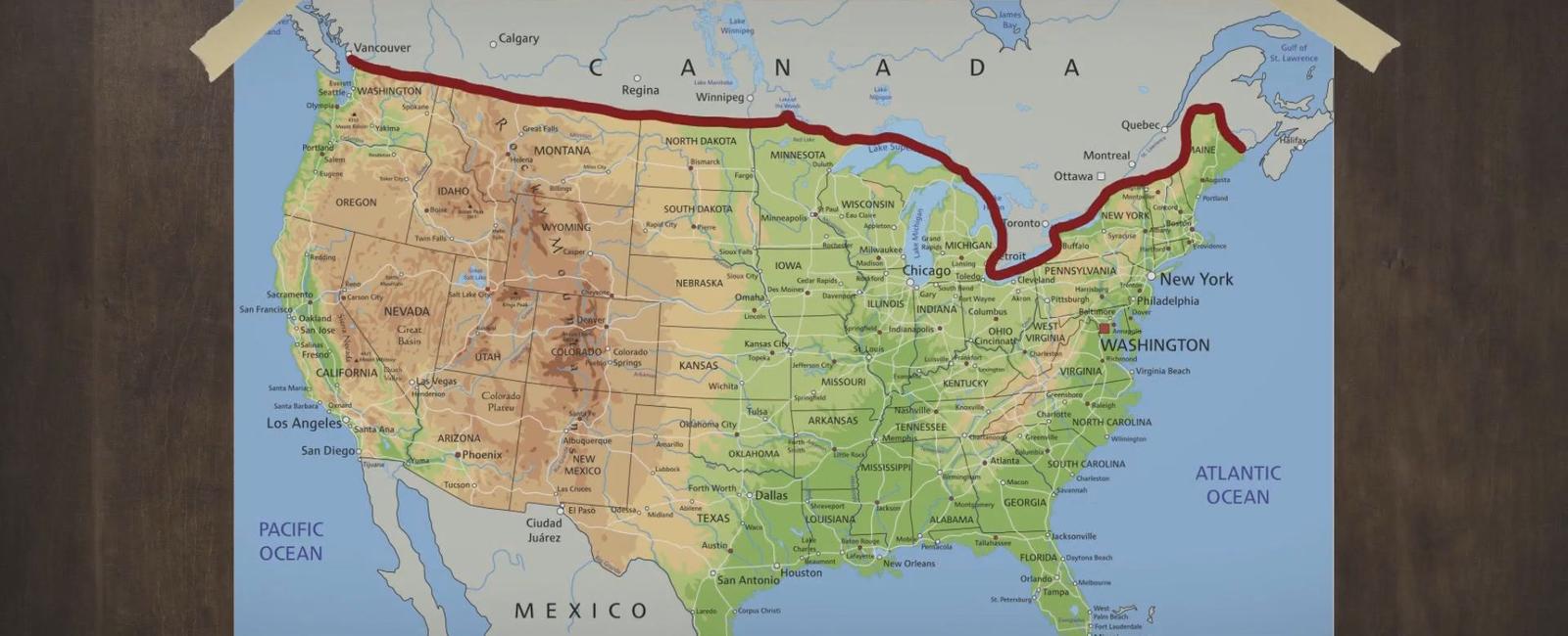 Which two countries share the longest international border canada and the usa