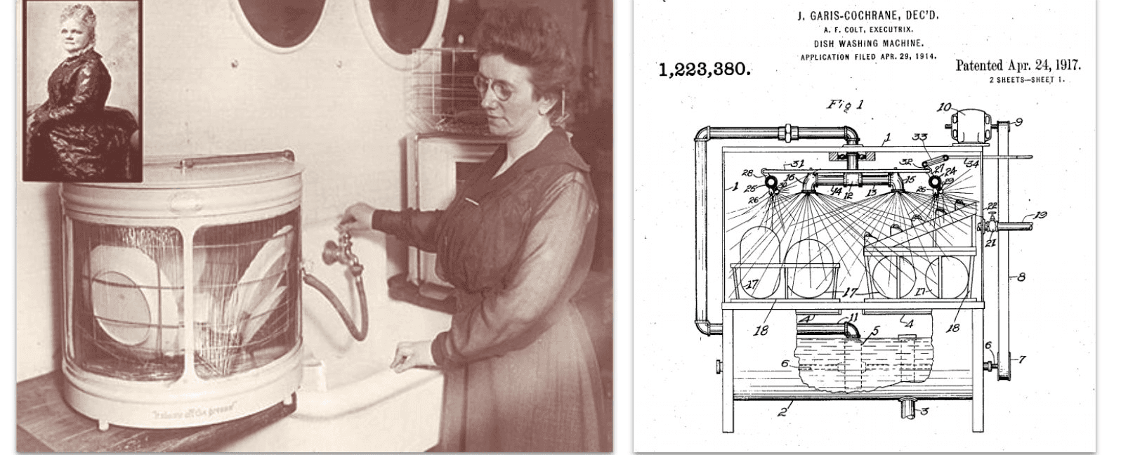 The first commercially successful dishwasher was patented in 1886 by josephine g cochran it used water pressure instead of scrubbers to be more gentle on the dishes