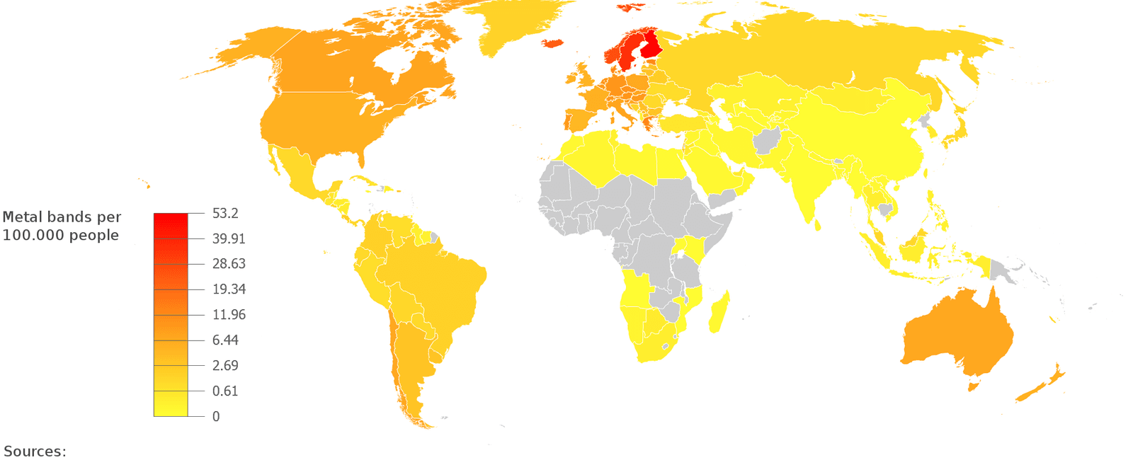 Finland has the most metal bands per capita