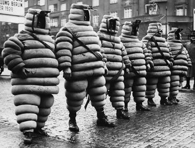 The michelin man is known as mr bib his name was bibendum in the company s first ads in 1896