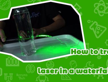 Lasers can get trapped in a waterfall