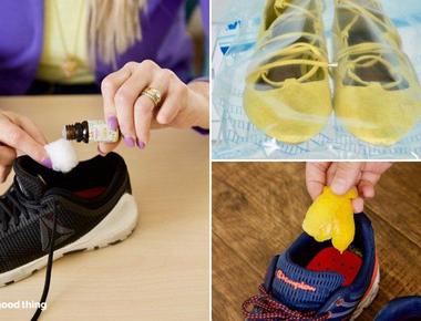 Remove unpleasant odor in smelly shoes or gym bags by placing dry tea bags in them