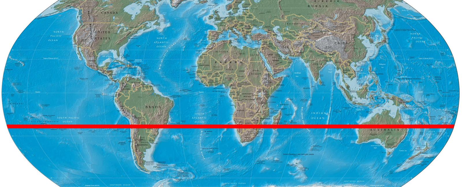 What continent is cut into two fairly equal halves by the tropic of capricorn australia