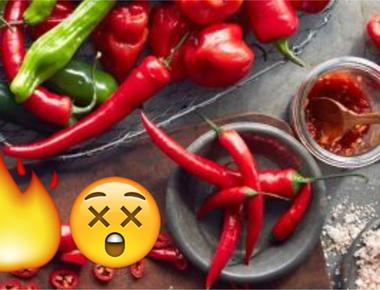 The reason why peppers taste hot is because of a chemical compound called capsaicin which bonds to your sensory nerves and tricks them into thinking your mouth is actually being burned