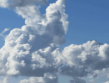 A typical cumulus carries about 0 5g of water the weight of a big garden